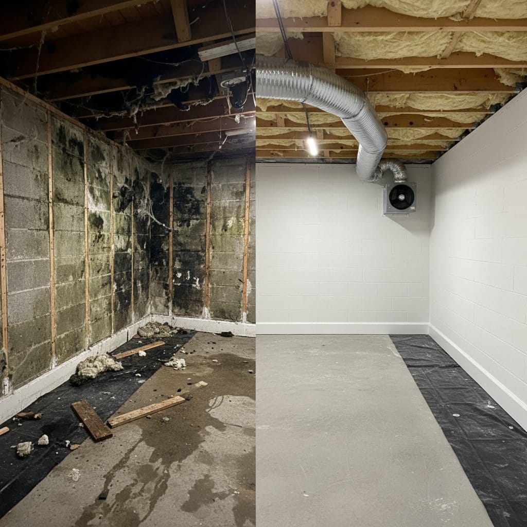 Mold Removal & Remediation restoration β crawl space of multi-family property in Teaneck, NJ