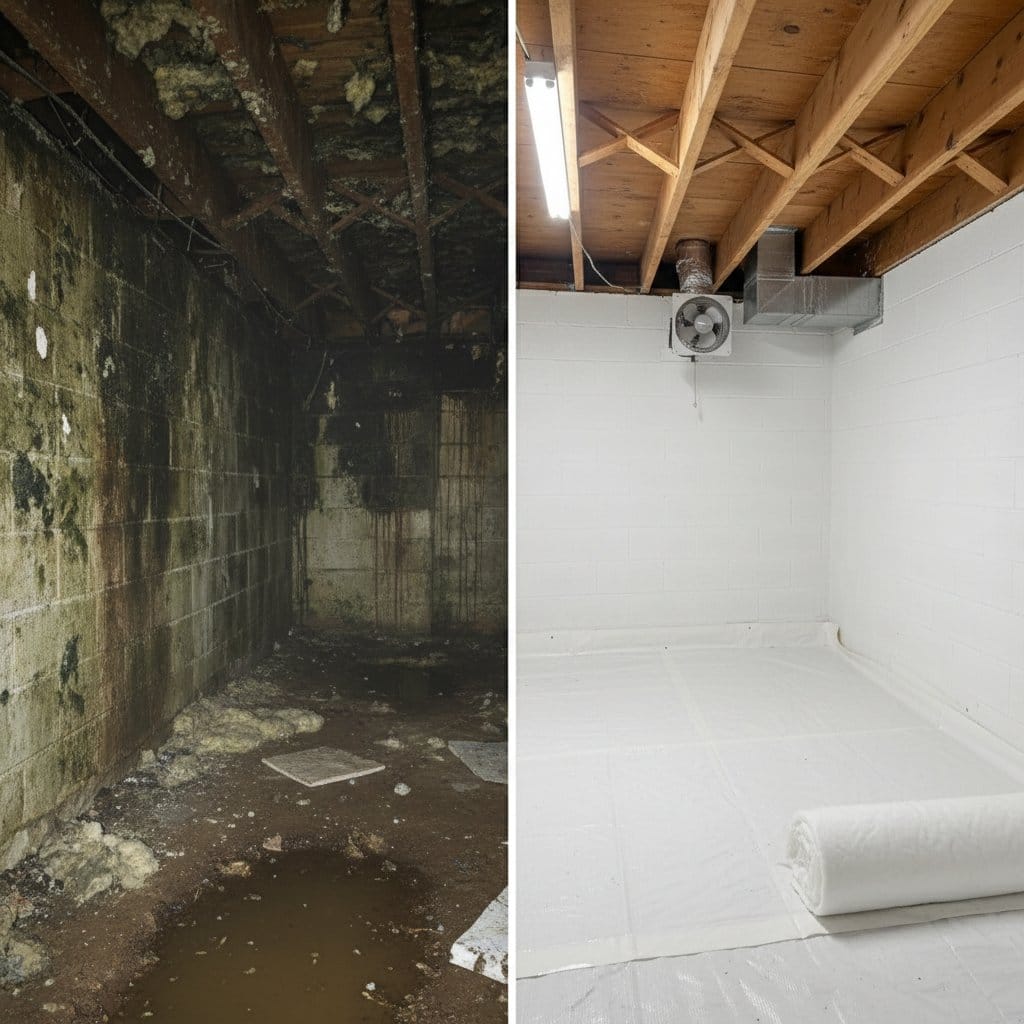 Post-Remediation Cleaning & Clearance restoration β crawl space of bungalow in Teaneck, NJ