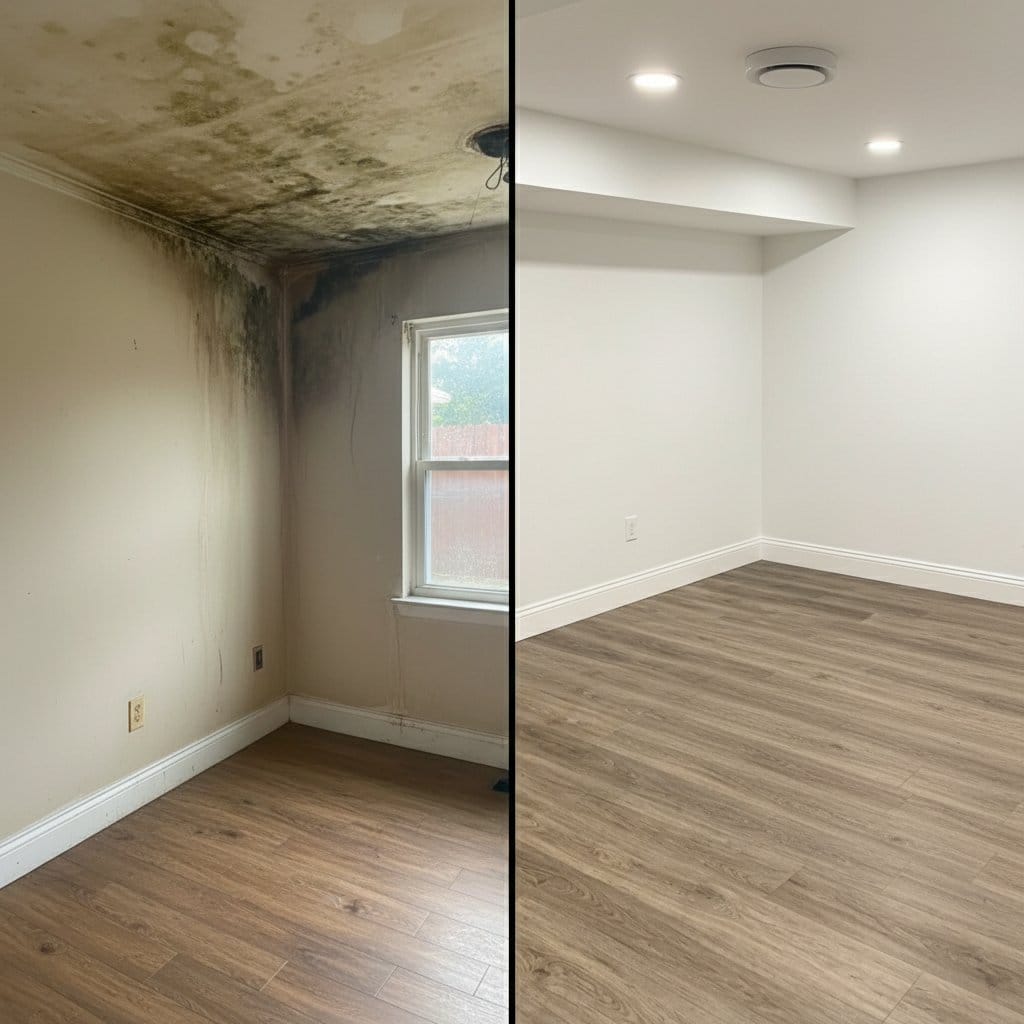 Teaneck Mold Removal home kitchen restoration before and after in Teaneck
