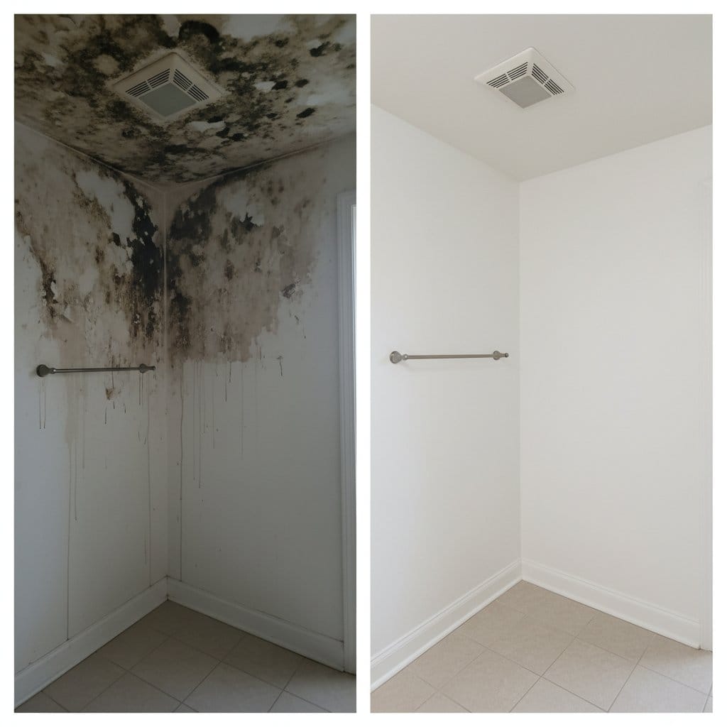Teaneck Mold Removal bathroom restoration before and after in Teaneck