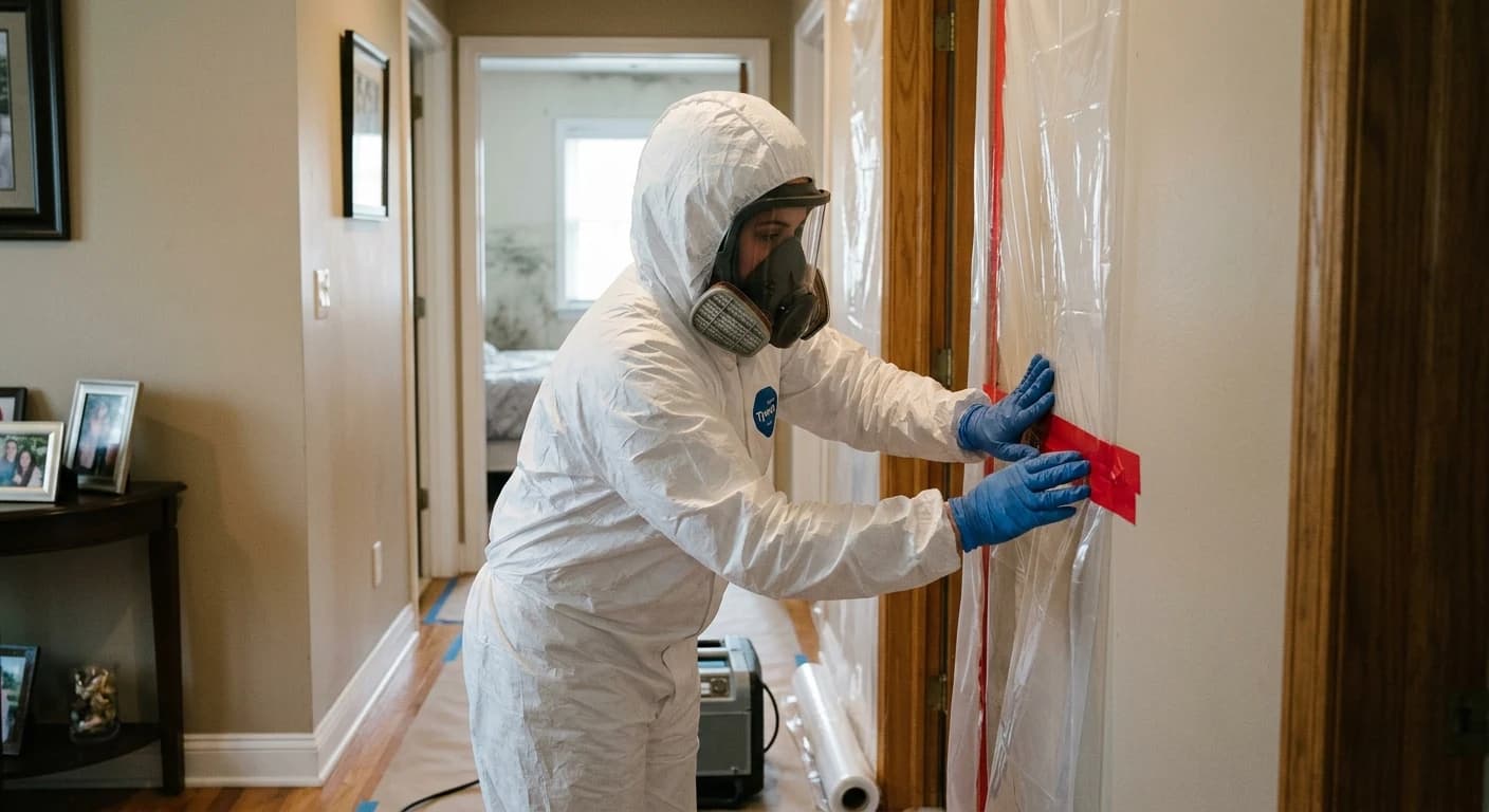 Professional mold removal work - How to contain the affected area?